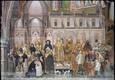 De Triomf van de Katholieke Kerk (Detail van Fresco) door Andrea di Bonaiuto (fl.1343 77)