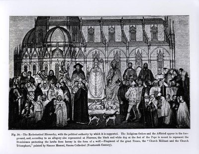 De kerkelijke hiërarchie, uit Wetenschap en Literatuur in de Middeleeuwen en Renaissance, geschreven en gegraveerd door Paul Lacroix, 1878 door Andrea di Bonaiuto fl.1342 77 after Andrea di Bonaiuto fl.1342 77 after