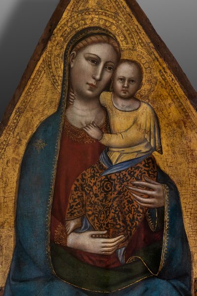 Madonna en kind op de troon door Andrea di Cione (attr.to) Orcagna