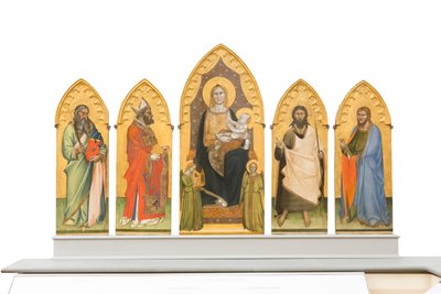 Madonna en Kind op de troon met heiligen door Andrea di Cione Orcagna