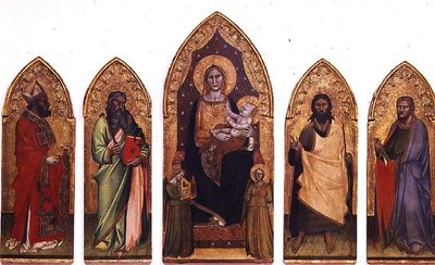 Madonna en Kind met Heiligen door Andrea di Cione Orcagna