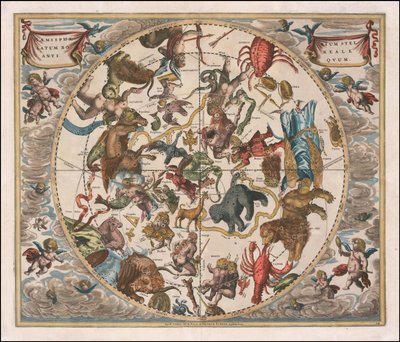1660 hemelkaart - Haemisphaerium Stellatum Boreale Antiquum door Andreas Cellarius