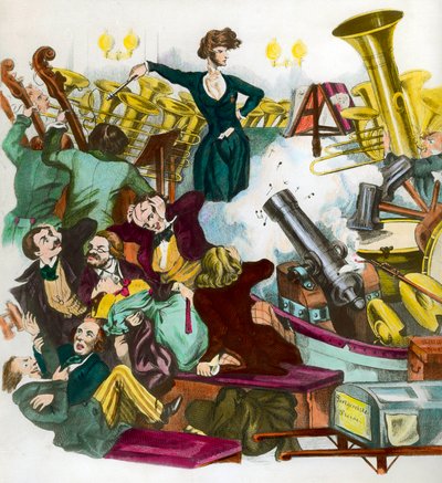 Satire door Hector Berlioz die een orkest dirigeert door Andreas Geiger