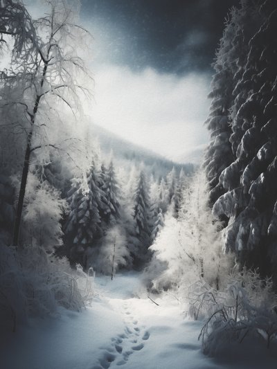 Besneeuwd bospad door Andreas Magnusson