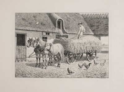 Deens: Een oogstwagen in een boerderij door Andreas Peter Madsen
