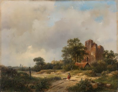 Landschap met de Ruïnes van Kasteel Brederode in Santpoort door Andreas Schelfhout