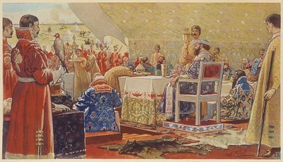 Het feestmaal van tsaar Alexis I Mikhailovich (de zeer vreedzame tsaar) door Andrei Petrovich Ryabushkin