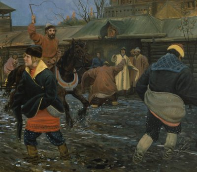 Zeventiende-eeuwse Moskou Straat op een Feestdag door Andrei Petrovich Ryabushkin