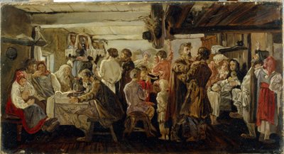 Een boerenbruiloft in de regio Tambov door Andrei Petrovich Ryabushkin