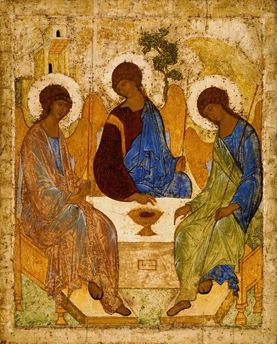 Russisch: "Drie-eenheid" Heilige Drie-eenheid (Troitsa) door Andrei Rublev
