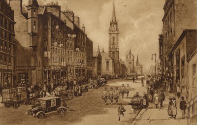 Edinburgh: High Street, kijkend naar de Tron Church en St Giles Cathedral door Andrew Allan