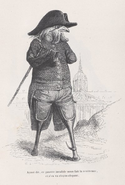 Dat gezegd hebbende, geeft deze arme invalide ons een buiging en gaat hinkend weg van S..., ca. 1837-47 door Andrew Best Leloir