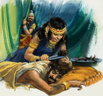 Samson en Delila (gouache op papier) door Andrew Howat