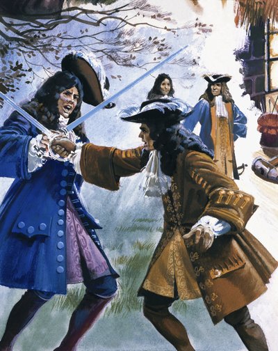 De graaf van Stafford op het punt om gedood te worden in een duel door Andrew Howat