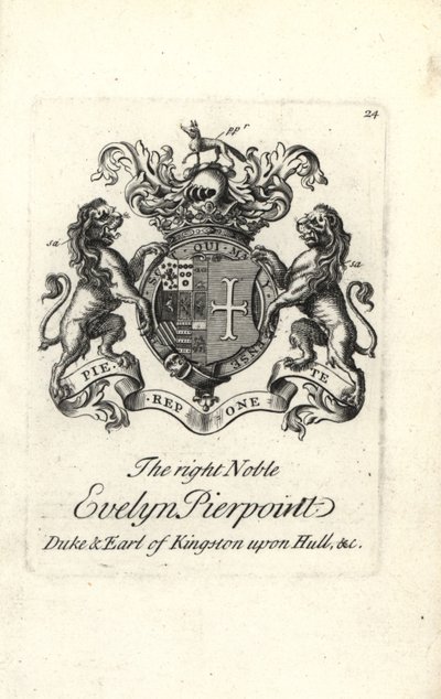 Wapen en wapenrusting van de zeer nobele Evelyn Pierpoint, Hertog en Graaf van Kingston upon Hull door Andrew Johnston