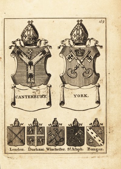 Wapen van de Bisschoppen van Canterbury, York, Londen, Durham, Winchester, St door Andrew Johnston