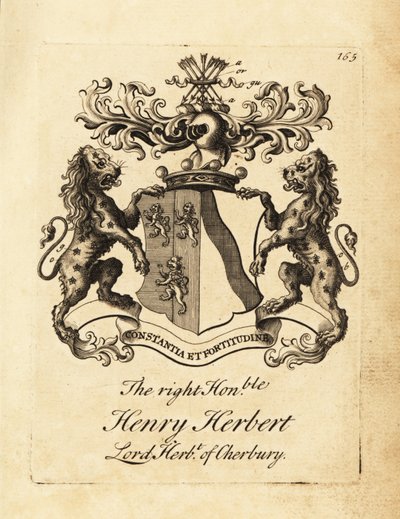 Wapen van de Hooggeachte Henry Herbert, Lord Herbert van Cherbury, Baron Herbert van Cherbury (of Chirbury) door Andrew Johnston