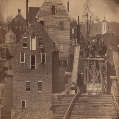 Einde van de brug na Burnsides aanval, Fredericksburg, Virginia door Andrew Joseph Russell