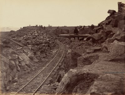 Plaat 9. Oostelijke benadering van de Dale Creek-brug,1869 (foto) door Andrew Joseph Russell