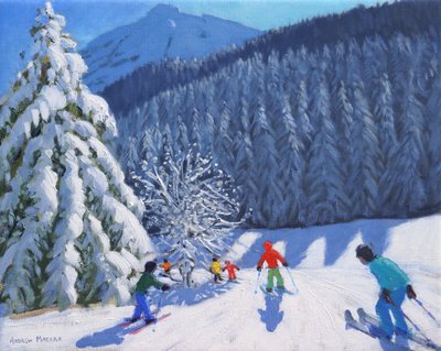 Met sneeuw bedekte bomen, La Clusaz, Frankrijk, 2015 door Andrew Macara