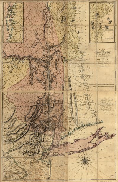 Een kaart van de provincie New York, met een deel van Pensilvania, en New England, LOC 74692653 door Andrew Montrésor