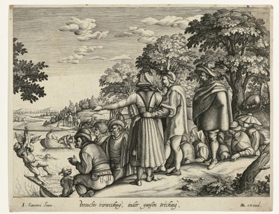 Gans trekken door Andries Jacobsz. Stock