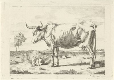 Koe in de weide door Andries Leijerdorp