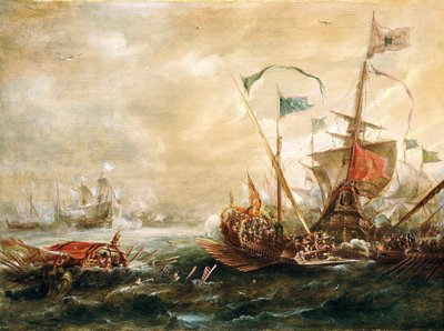 Spaanse confrontatie met Barbarijse piraten, eerste helft van de 17e eeuw door Andries van Eertvelt