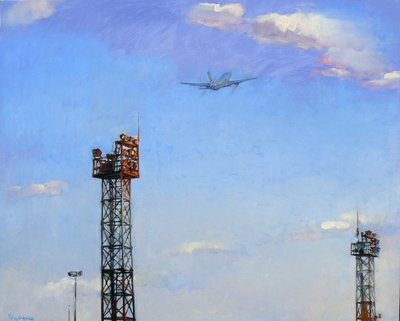 Straaljager boven de torens door Andrii Kutsachenko