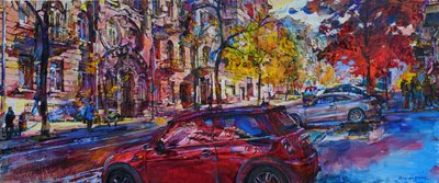 Levendige herfststraat in de stad door Andrii Kutsachenko