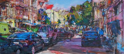Levendige stadsstraat door Andrii Kutsachenko