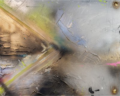 Industrieel, metaalachtig, abstract door Anete Purina-Purite