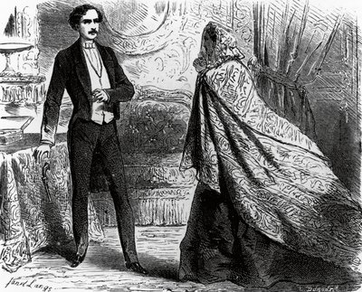 Illustratie voor Graaf van Monte Cristo, roman door Alexandre Dumas (1802-1870) en Auguste Maquet (1813-1888), gravure naar tekening door Ange Louis Janet (1815-1872) door Ange Louis (1815 72) Janet