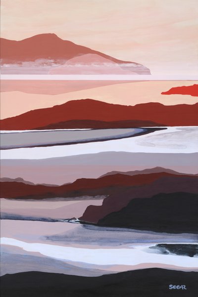 Abstract gelaagd landschap door Angela Seear