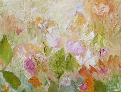 Pastelkleurige bloemen met textuur door Angeles M. Pomata