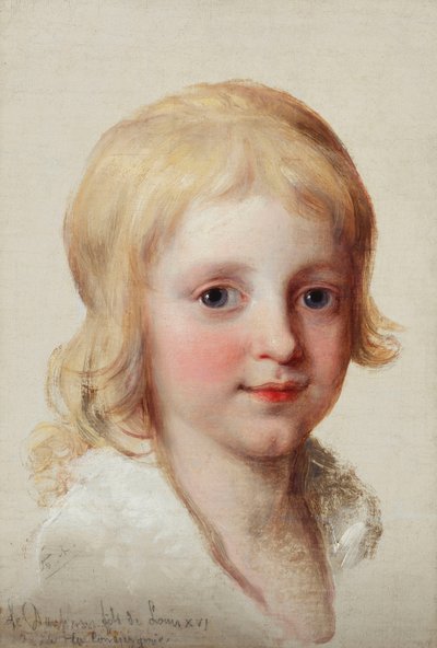 Portretstudie van Francesco, kroonprins van Napels, als jongen, hoofd en schouders door Angelica Kauffmann