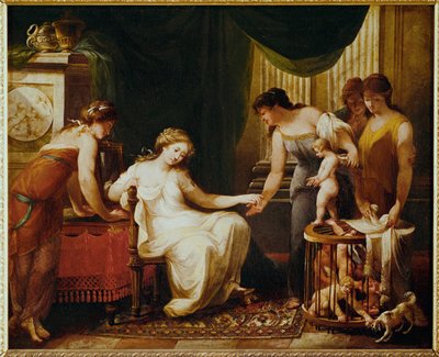 De verkoper van liefdes ... (schilderij op doek) door Angelika Kauffmann