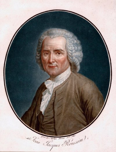 Portret van Jean Jacques Rousseau (1712-1778) - Gegraveerd door Angelique Allais (geboren Briceau) (actief 18e eeuw), ets, aquarel 1791 - Bibliotheek van Genève door Angelique (fl.1796 d.1827) Allais