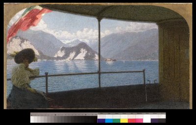 Een boot op het Lago Maggiore, 1915 door Angelo Morbelli