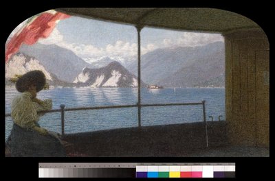 Een boot op het Lago Maggiore, 1915 door Angelo Morbelli