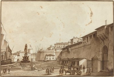 Uitzicht op Livorno door Angelo Uggeri