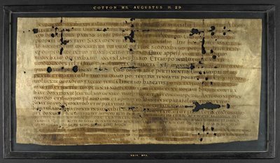 Schenking van Hodilredus (Æthelred), verwant van koning Sebbi van de Oost-Saksen (fl. 685-706), aan Hedilburg (Æthelburg), abdis door Anglo Saxon Anglo Saxon