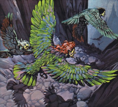 Harpijen (kleurenlitho) door Angus McBride