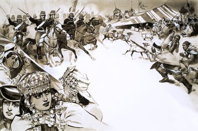 De Fransen vallen Algerije binnen (gouache op papier) door Angus McBride