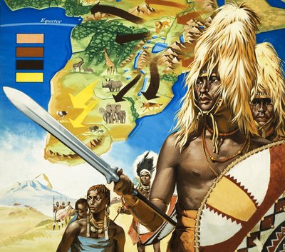 De Masai-stam in Afrika door Angus McBride