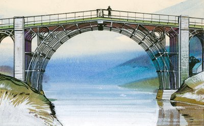 De eerste ijzeren brug in Groot-Brittannië, bij Ironbridge Gorge door Angus McBride