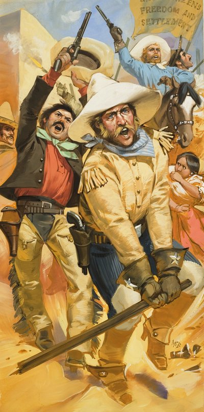 Trouble in Texas (gouache op papier) door Angus McBride