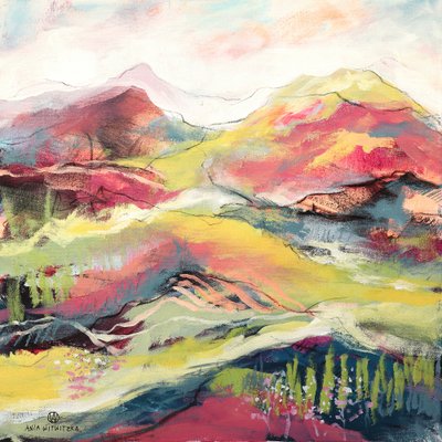 Kleurrijke abstracte bergen door Ania Witwitzka