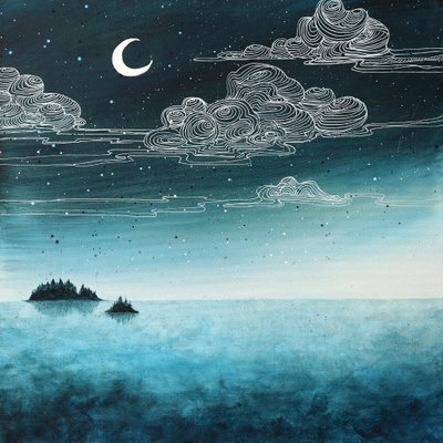 Nacht op het eiland bij maanlicht door Ania Witwitzka