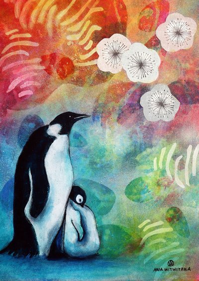 Pinguïnfamilie Blossom door Ania Witwitzka